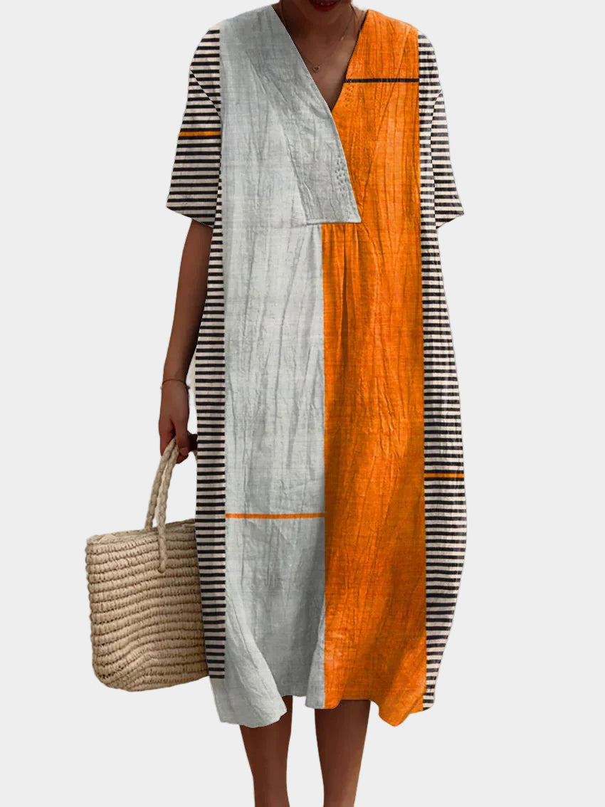 Élina | Robe Géométrique Rayée