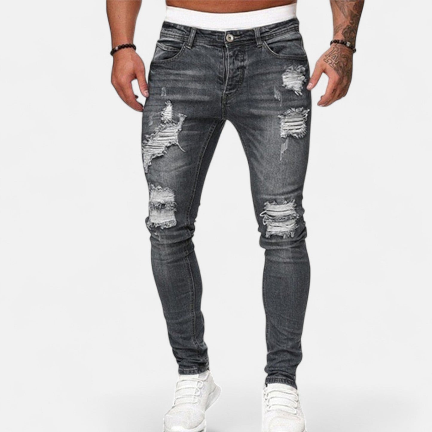 Severino | Men's Slim Fit Vintage Jeans with Ripped Details