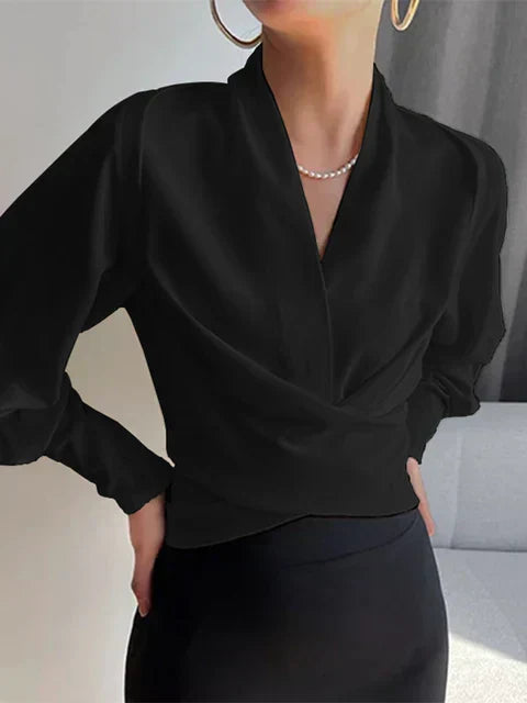 Amy | Elegant Satin Blouse with Puff Sleeves