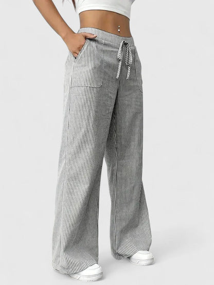 Dominique | Comfortable Wide-Leg Pants with Elegant Details