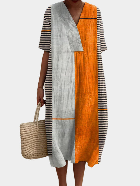 Élina | Robe Géométrique Rayée