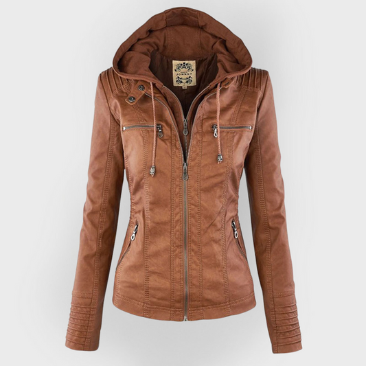 Pia | Chic Leather Hooded Jacket