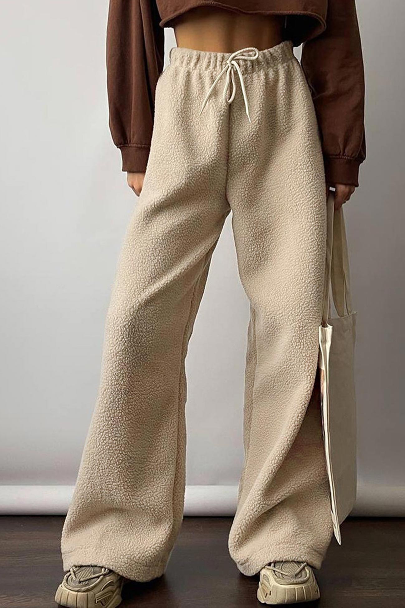 Romee | Luxury Teddy Bouclé Fluffy Pants with Wide Legs