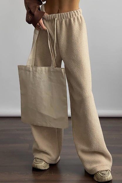 Romee | Luxury Teddy Bouclé Fluffy Pants with Wide Legs