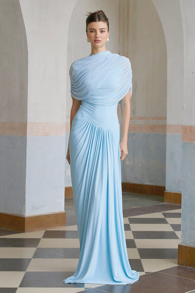 Catherine | Asymmetrical pleated maxi dress