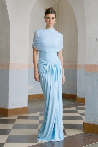Catherine | Asymmetrical pleated maxi dress