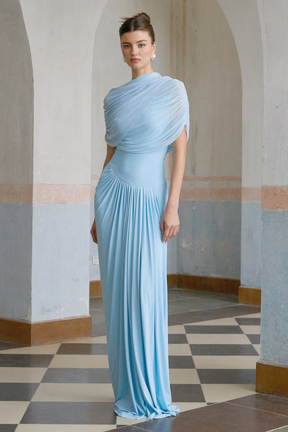 Catherine | Asymmetrical pleated maxi dress