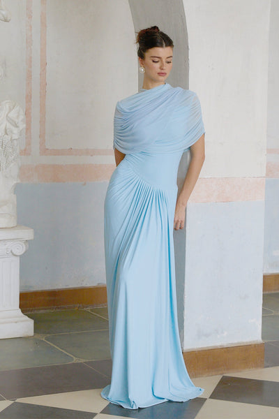 Catherine | Asymmetrical pleated maxi dress