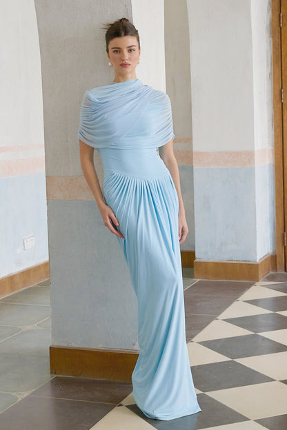 Catherine | Asymmetrical pleated maxi dress