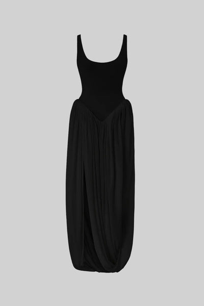 Leandra | Draped maxi dress with side slit