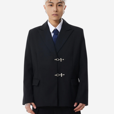 Boris | Oversized Buckled Blazer with Silver Accents