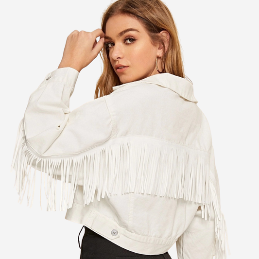 Marianne | Fringe jacket beige