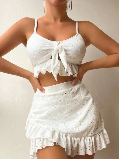 Tracie | Two Piece Eyelet Lace Ruffle Set