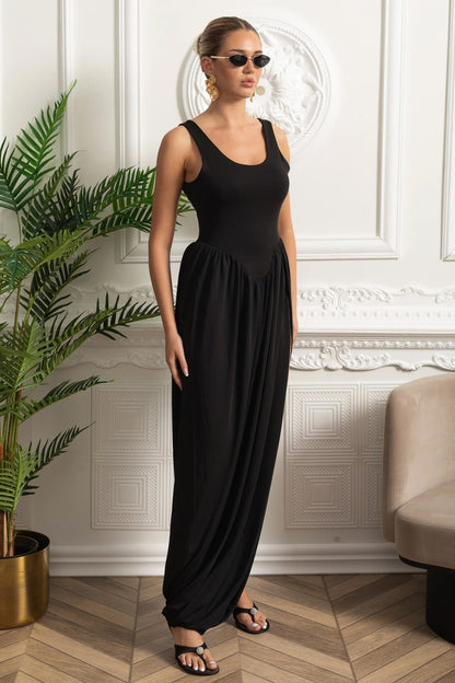 Leandra | Draped maxi dress with side slit