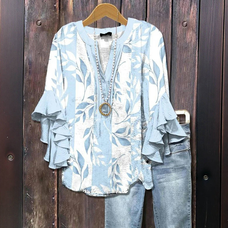 Elly | Casual Blouse with Leaf Print