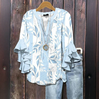 Elly | Casual Blouse with Leaf Print