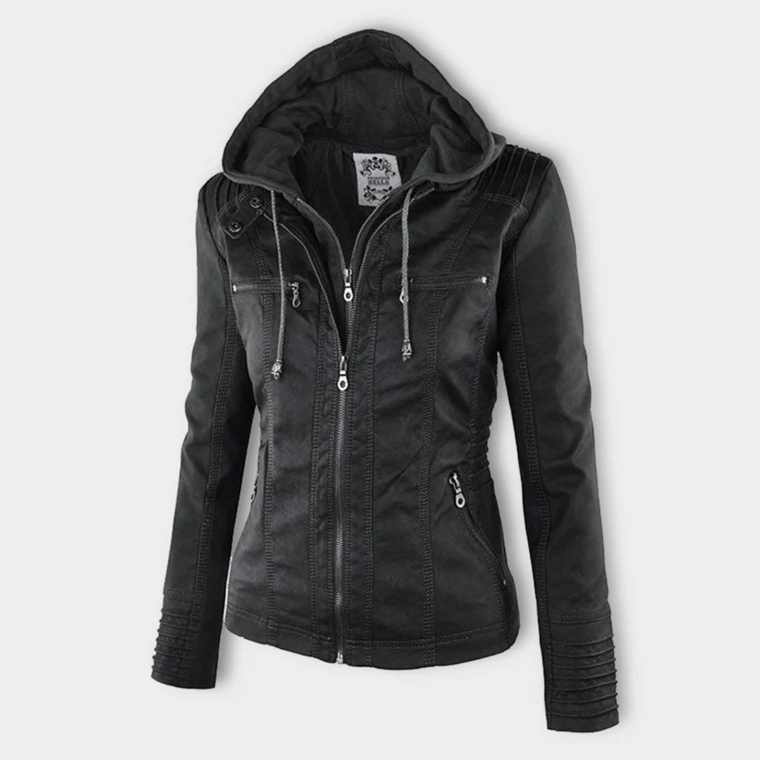 Pia | Chic Leather Hooded Jacket
