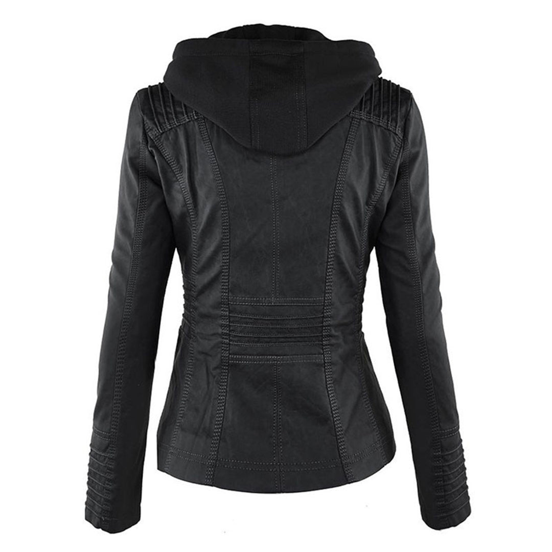 Pia | Chic Leather Hooded Jacket