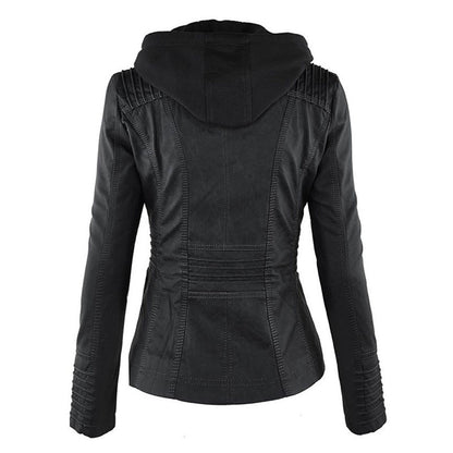Pia | Chic Leather Hooded Jacket