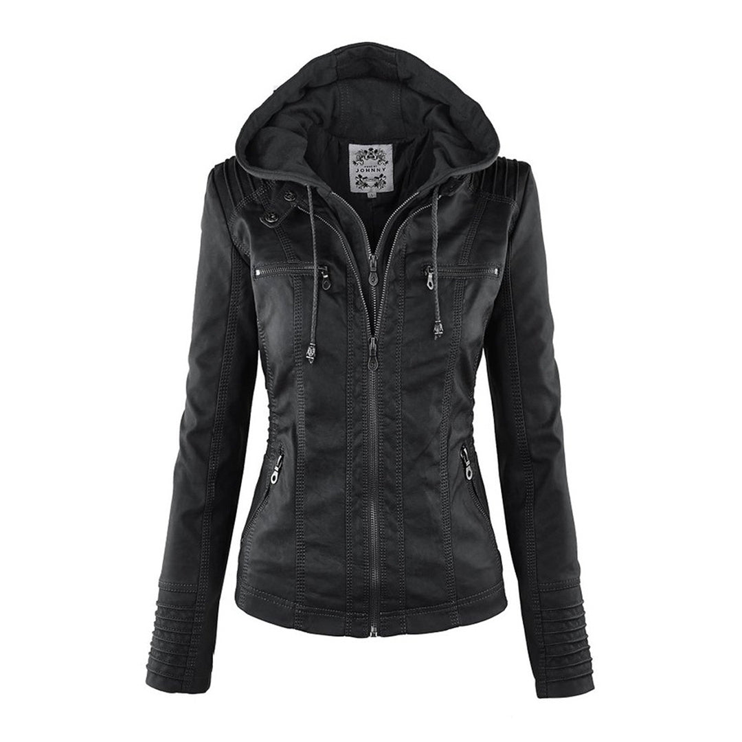 Pia | Chic Leather Hooded Jacket