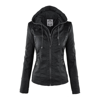 Pia | Chic Leather Hooded Jacket