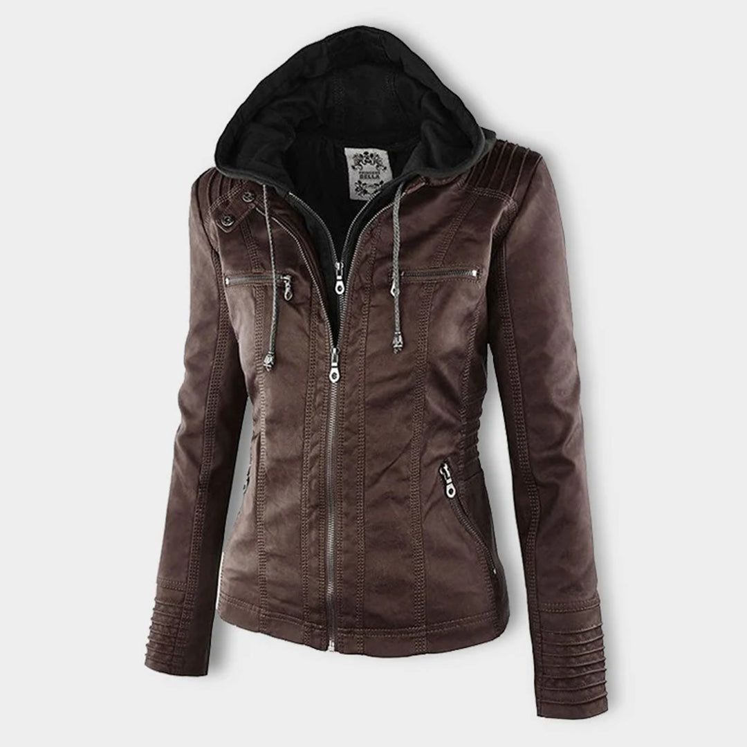 Pia | Chic Leather Hooded Jacket