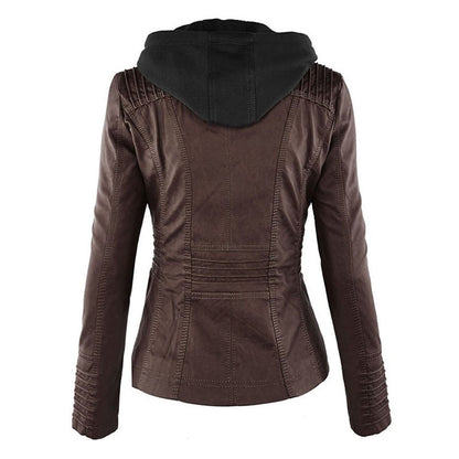 Pia | Chic Leather Hooded Jacket