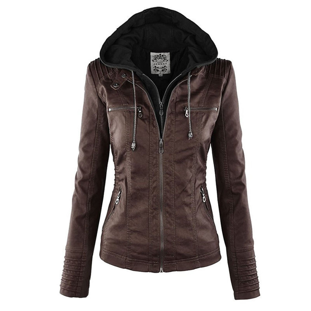 Pia | Chic Leather Hooded Jacket