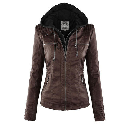 Pia | Chic Leather Hooded Jacket