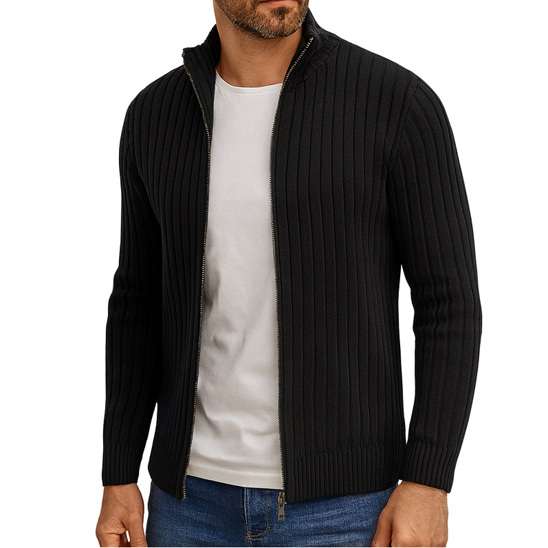 Henry | Ribbed Zip-Up Cardigan