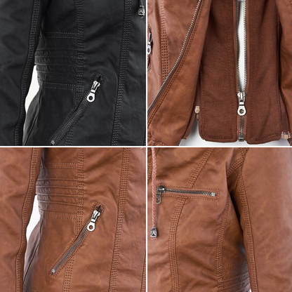 Pia | Chic Leather Hooded Jacket