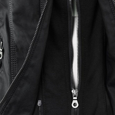 Pia | Chic Leather Hooded Jacket