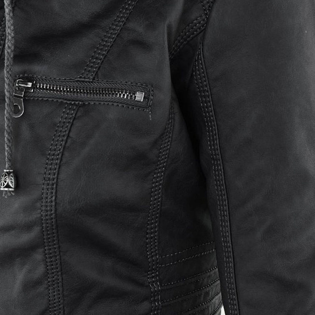 Pia | Chic Leather Hooded Jacket