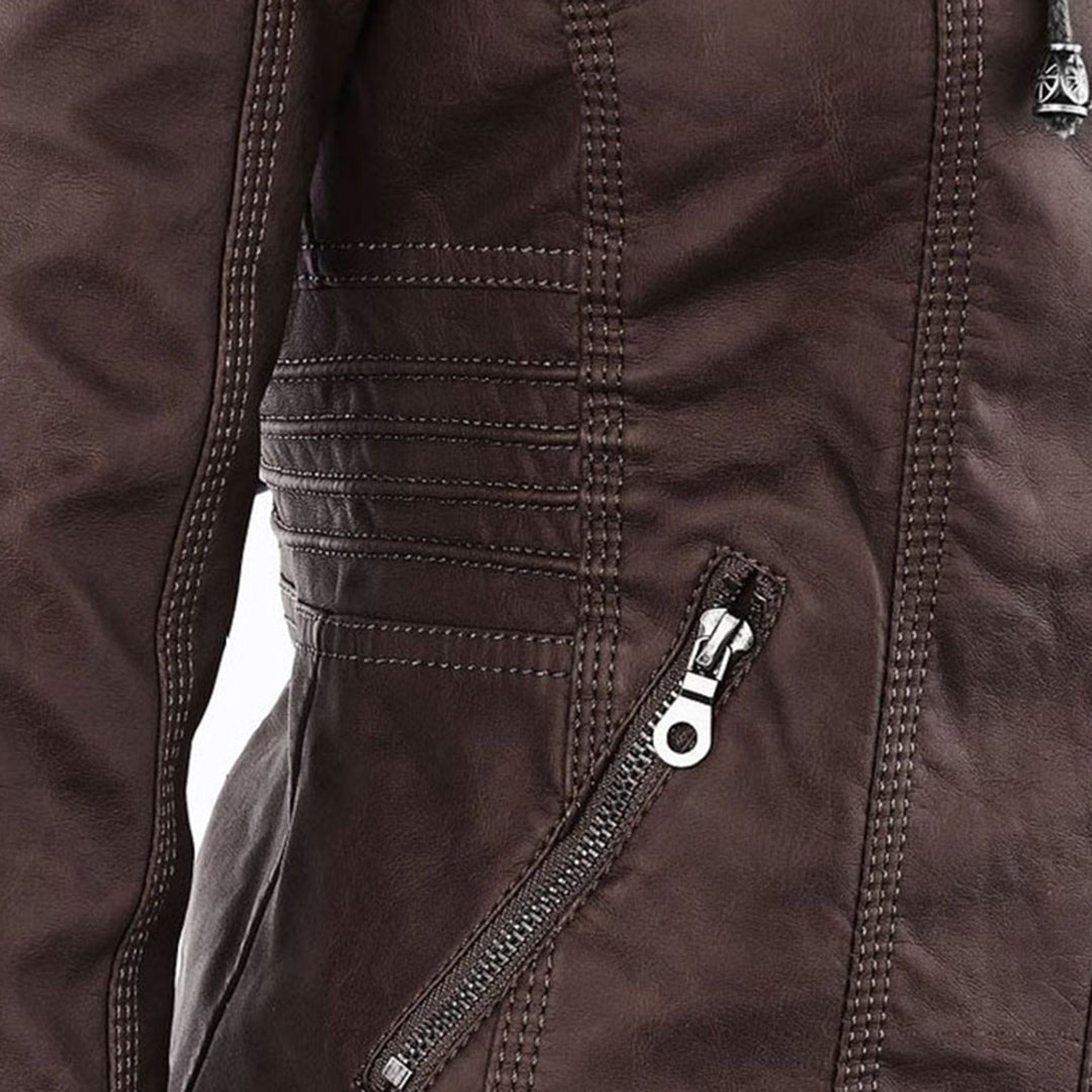 Pia | Chic Leather Hooded Jacket