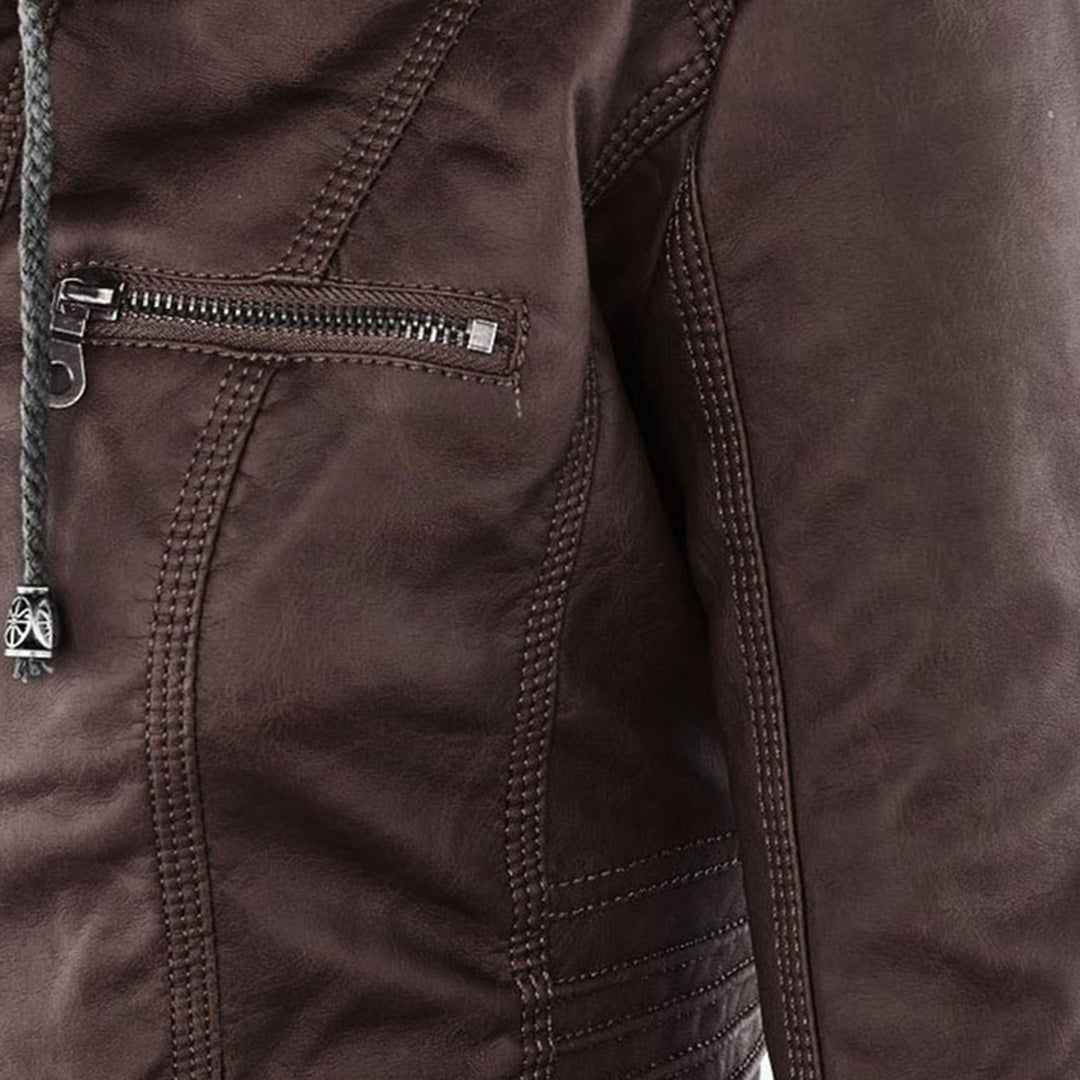 Pia | Chic Leather Hooded Jacket