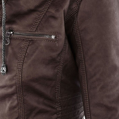 Pia | Chic Leather Hooded Jacket