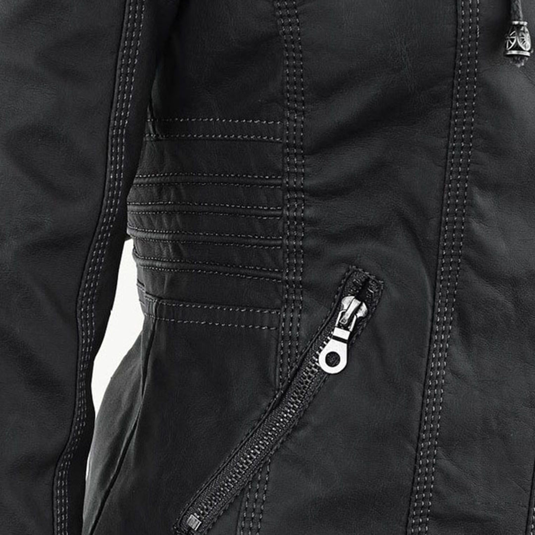 Pia | Chic Leather Hooded Jacket