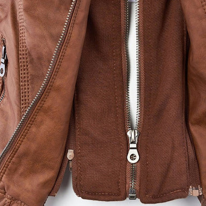 Pia | Chic Leather Hooded Jacket