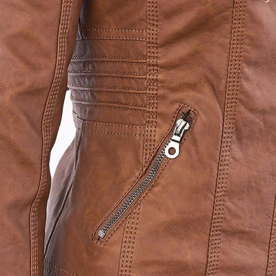 Pia | Chic Leather Hooded Jacket