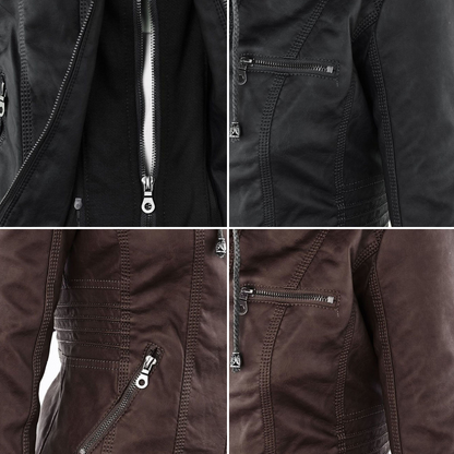 Pia | Chic Leather Hooded Jacket