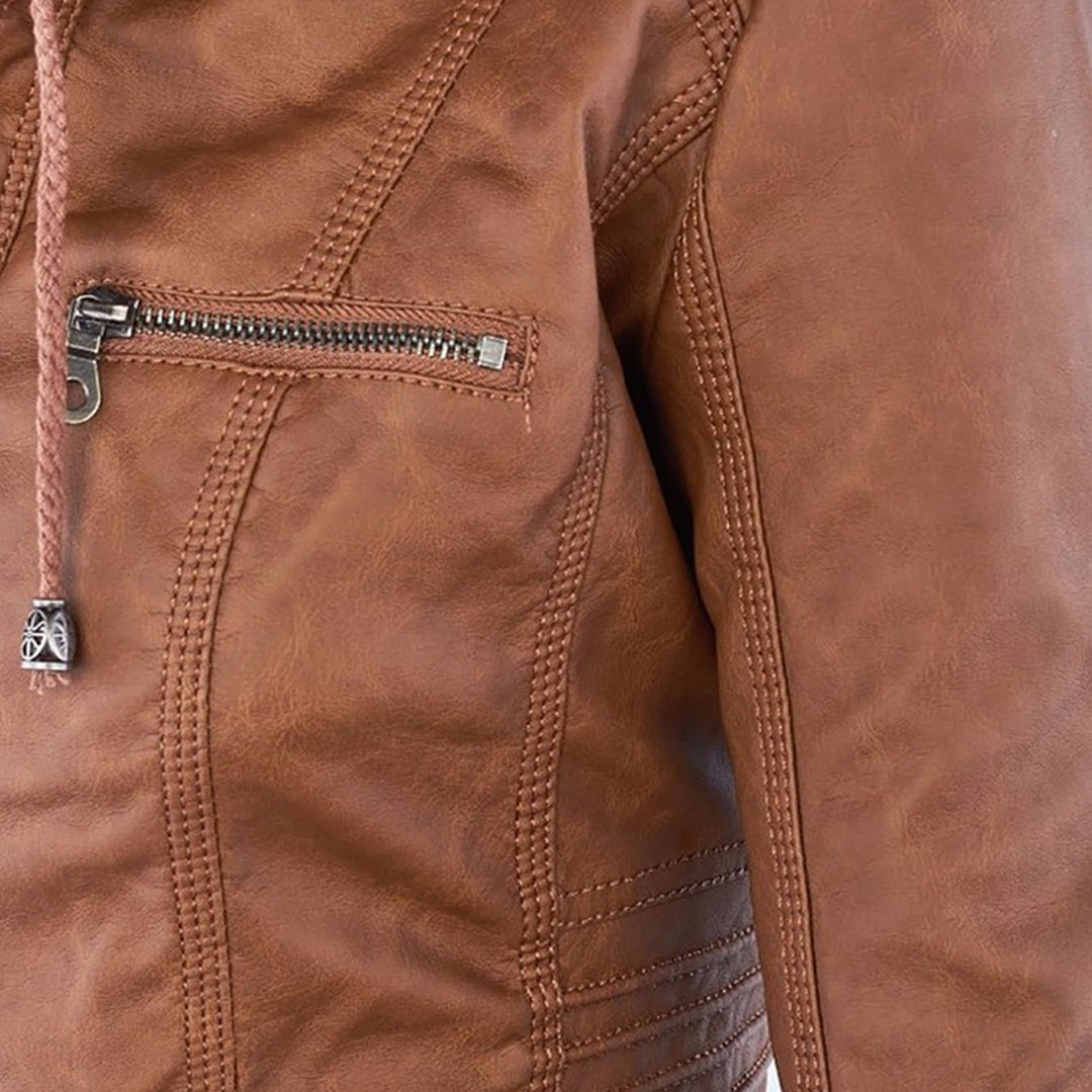 Pia | Chic Leather Hooded Jacket