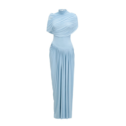 Catherine | Asymmetrical pleated maxi dress