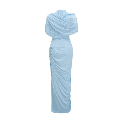Catherine | Asymmetrical pleated maxi dress