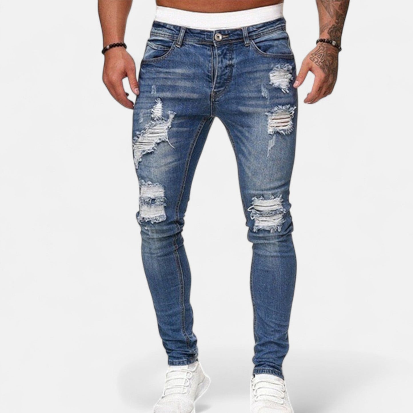 Severino | Men's Slim Fit Vintage Jeans with Ripped Details