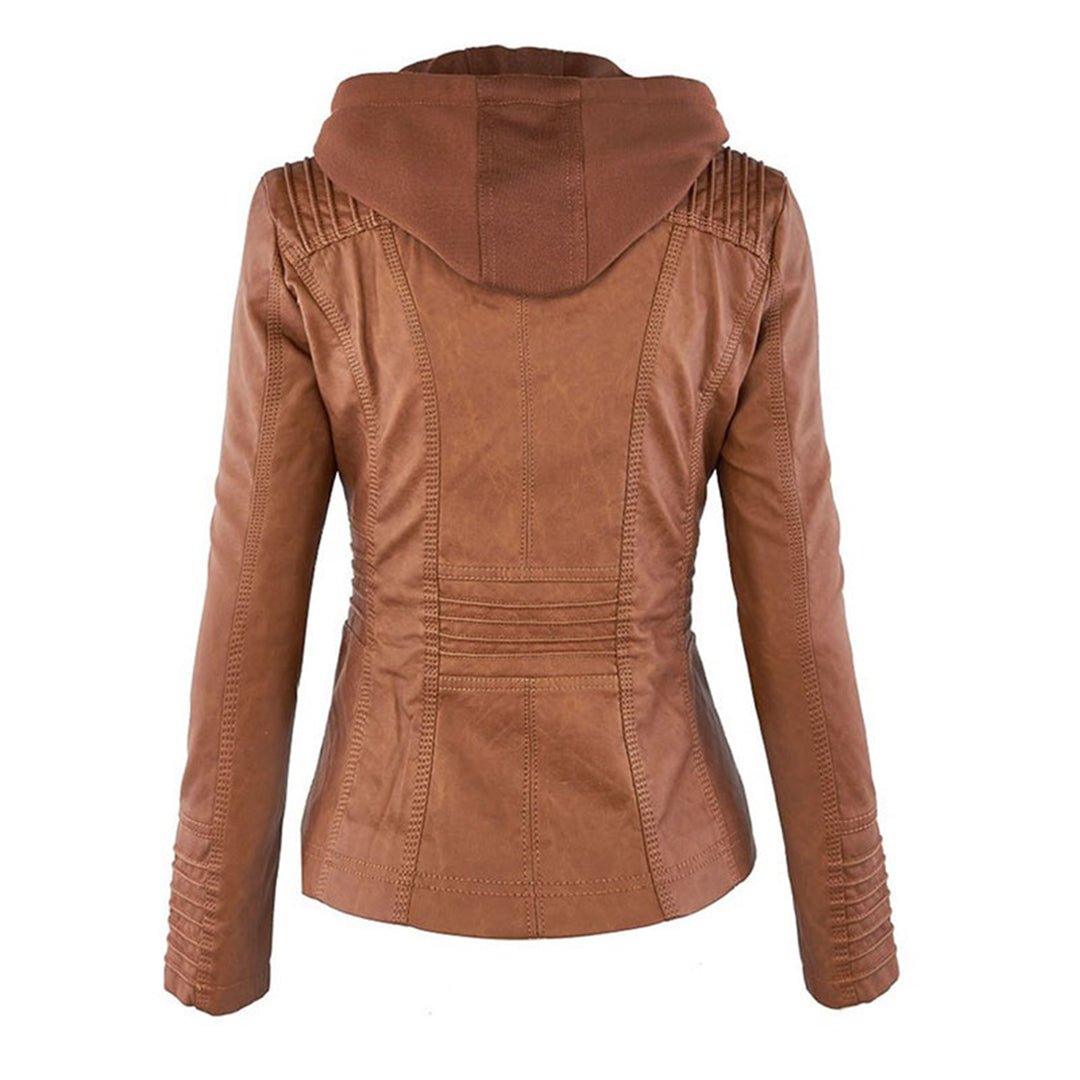 Pia | Chic Leather Hooded Jacket
