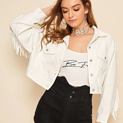 Marianne | Fringe jacket beige