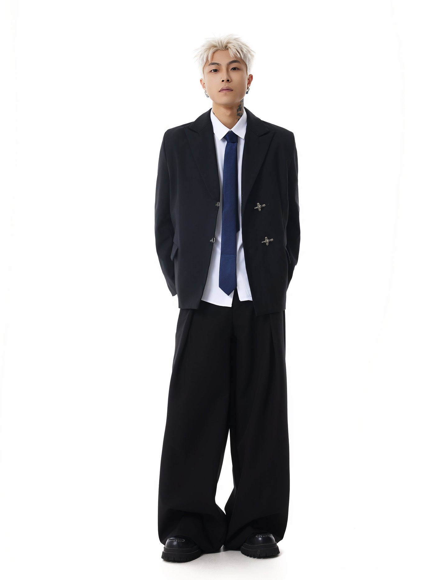 Boris | Oversized Buckled Blazer with Silver Accents