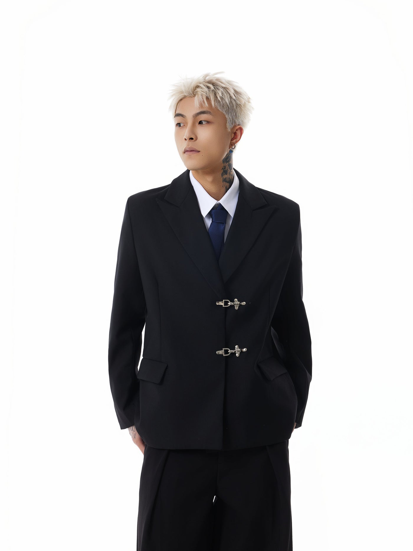 Boris | Oversized Buckled Blazer with Silver Accents