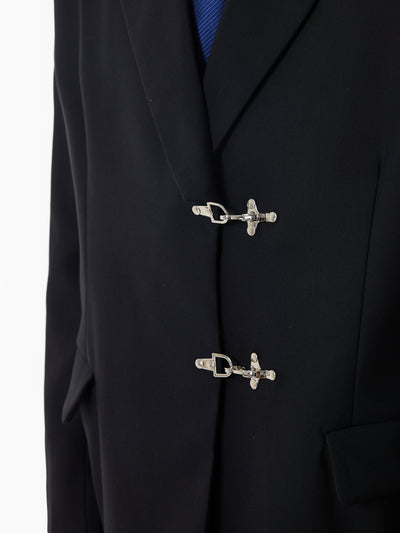 Boris | Oversized Buckled Blazer with Silver Accents