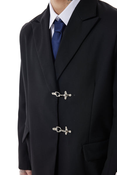 Boris | Oversized Buckled Blazer with Silver Accents